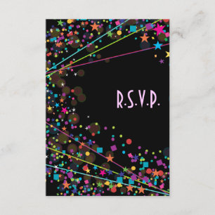 Neon Lights Sweet 16 Club Party UAWG Response Card RSVP Karte