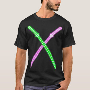 Neon lila Amp Grüne Katana T-Shirt