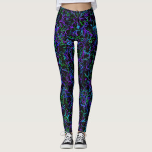 Neon lila, blaue, grüne und schwarze Yoga-Ameisen Leggings