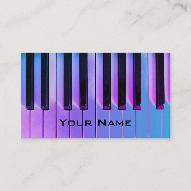 Neon lila-Blue-Piano-Musikkarte Visitenkarte (Vorderseite)