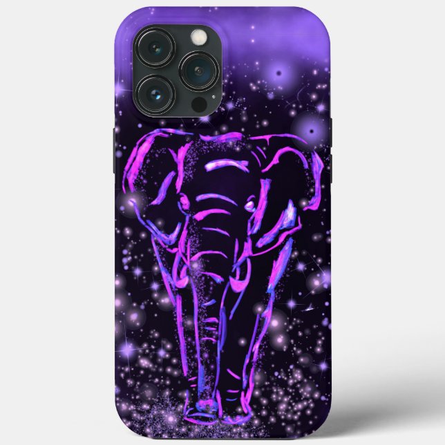 Neon Lila Elephant iPhone Case (Rückseite)