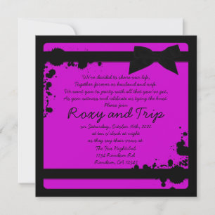 Neon lila grunge schwarze Band Hochzeit lädt ein Einladung