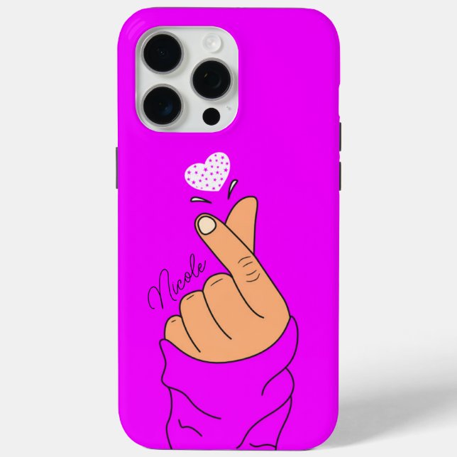 Neon Lila koreanischer Finger Herzsignatur Warme H Case-Mate iPhone Hülle (Rückseite)
