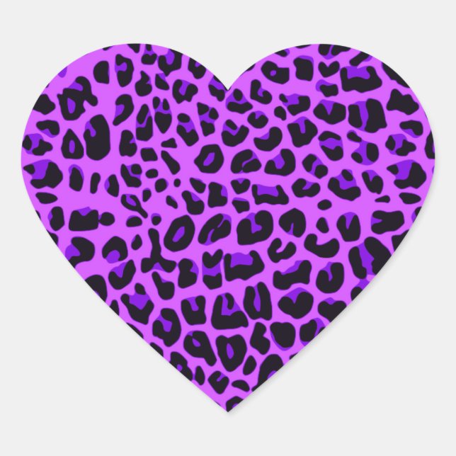 Neon lila Leopard Druckmuster Herz-Aufkleber (Vorderseite)