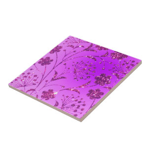 Neon Lila Pink Glitzer Blume Keramik Tile Fliese
