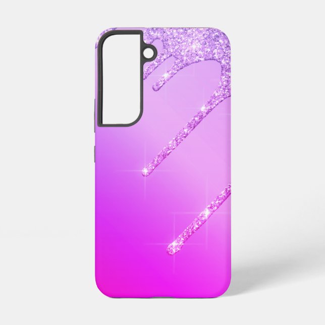 Neon Lila Pink Glitzer Sparkle Samsung Galaxy Hülle (Rückseite)