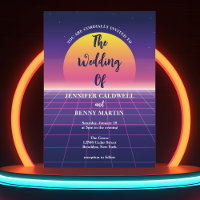 Neon Lila Retro 80er Synthwave Sunset Wedding