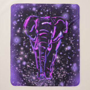 Neon Lila rosa Elefant Spaziergang an der Starry N Sherpadecke