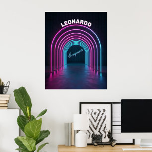 Neon-Lila und Blaue Arkade Poster