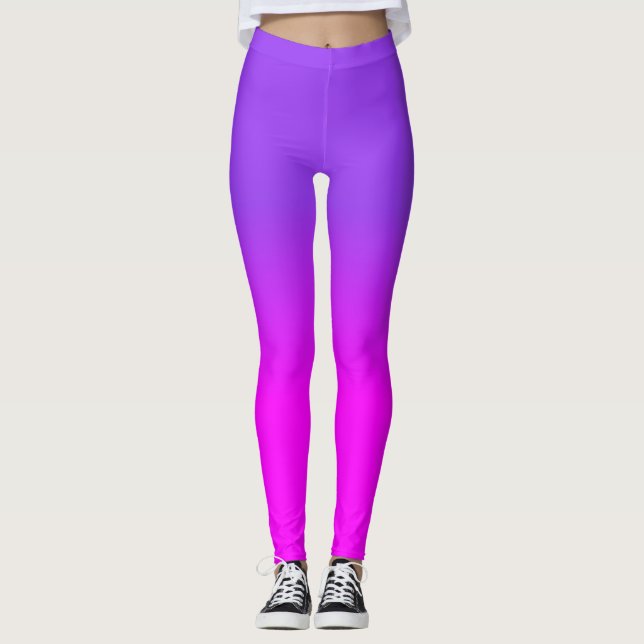 Neon Lila und Hot Pink Ombre Farbton Fade Sc Leggings (Vorderseite)