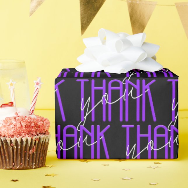 Neon lila und weiß danke, dass Sie unterschreiben Geschenkpapier (Geburtstagsparty)