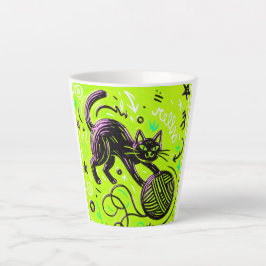 Neon Lime Black Cat Milchtasse