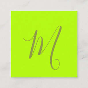 neon-lime-chic-Monogramm Quadratische Visitenkarte