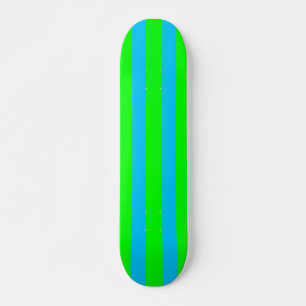 Neon Lime Green und Aquamarin Blue Strip Skateboar Skateboard