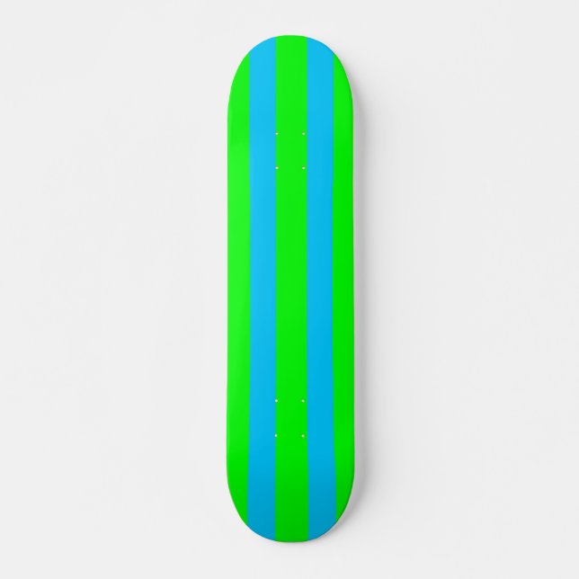 Neon Lime Green und Aquamarin Blue Strip Skateboar Skateboard (Vorne)
