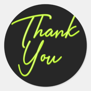 Neon-Limettengrün Glow Thank You Runder Aufkleber