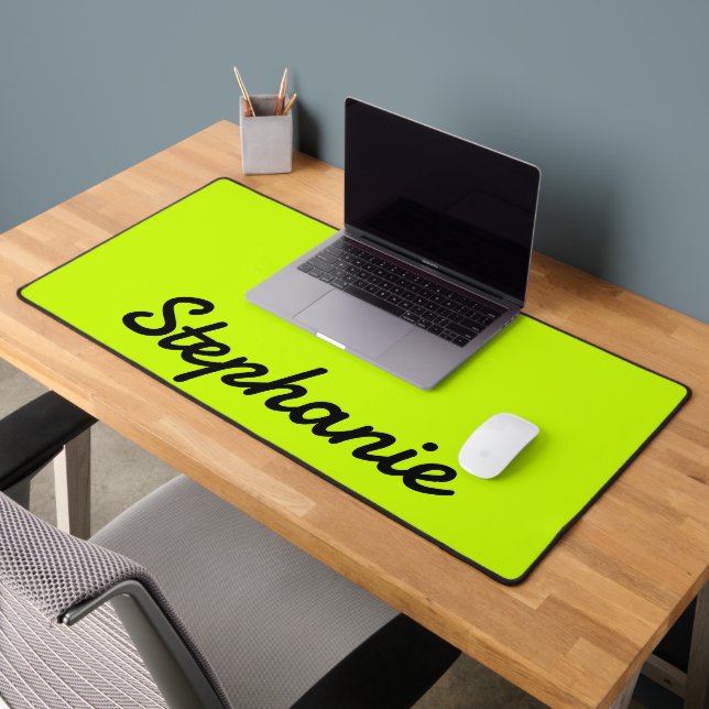 Neon Limon Yellow Moderner Name | Trendy Minimalis Schreibtischunterlage (Büro 2)