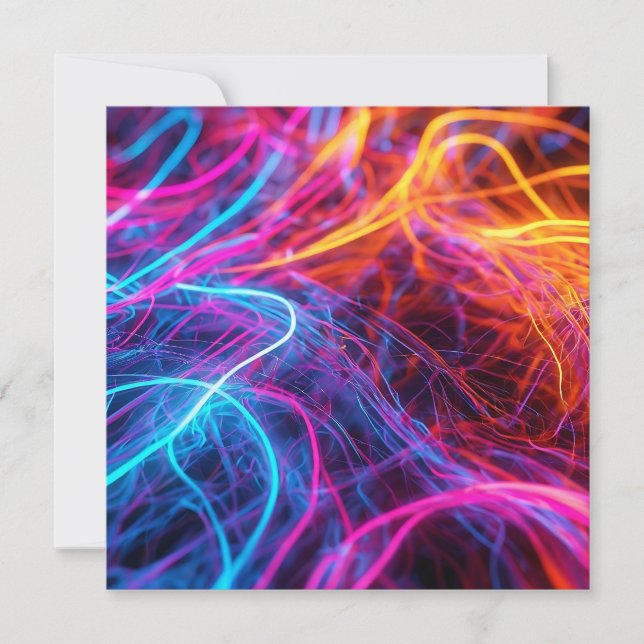 Neon Lines Einladung (Vorderseite)