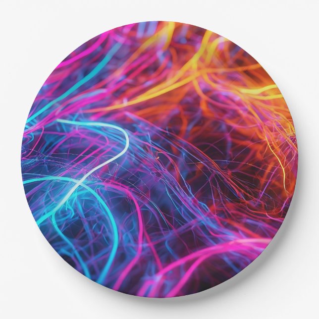 Neon Lines Pappteller (Vorderseite)
