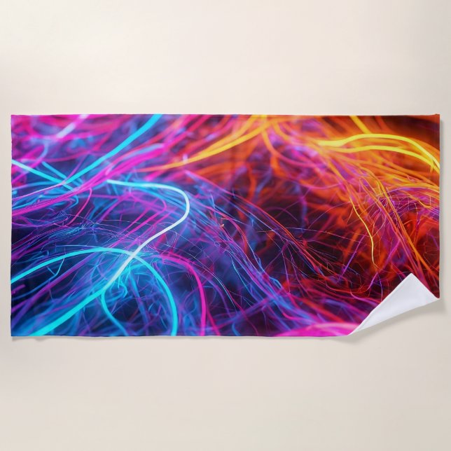 Neon Lines Strandtuch (Vorderseite)