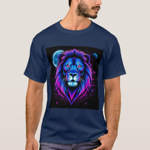 Neon Lion Illustration mit geometrischen Formen T-Shirt