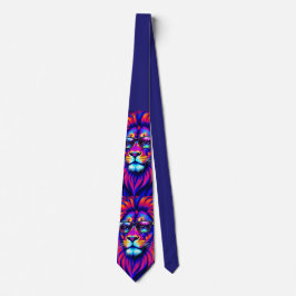 Neon Lion Party Animal – Colourful Retro Graphic Krawatte