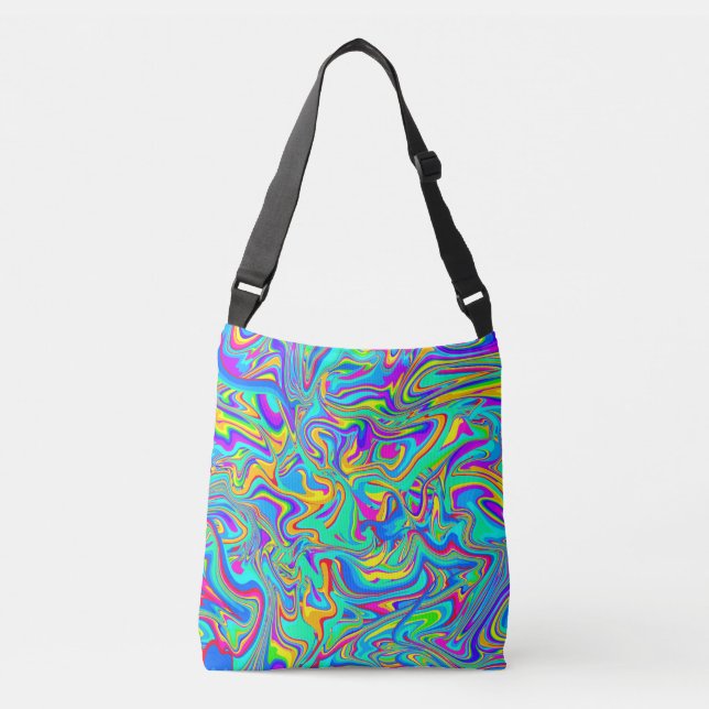 Neon Liquid Nass Paint Wirbel Tragetaschen Mit Langen Trägern (Vorderseite)