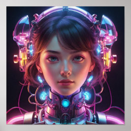 Neon-Lit-Glühkopfbedeckung Poster