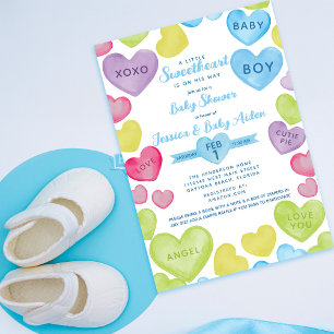 Neon Little Sweetheart Themed Boy Baby Dusche Einladung
