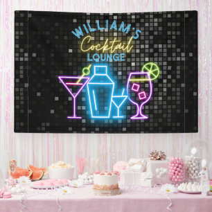 Neon Look Retro Cocktail Lounge Bar Banner