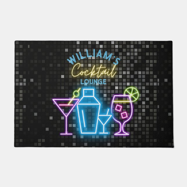 Neon Look Retro Cocktail Lounge Bar Fußmatte (Vorderseite)