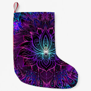 Neon Lotus Blume Boho Print Kleiner Weihnachtsstrumpf