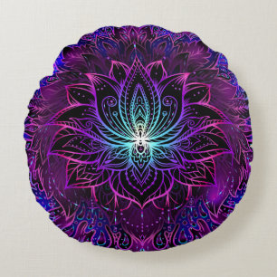 Neon Lotus Blume Boho Print Rundes Kissen