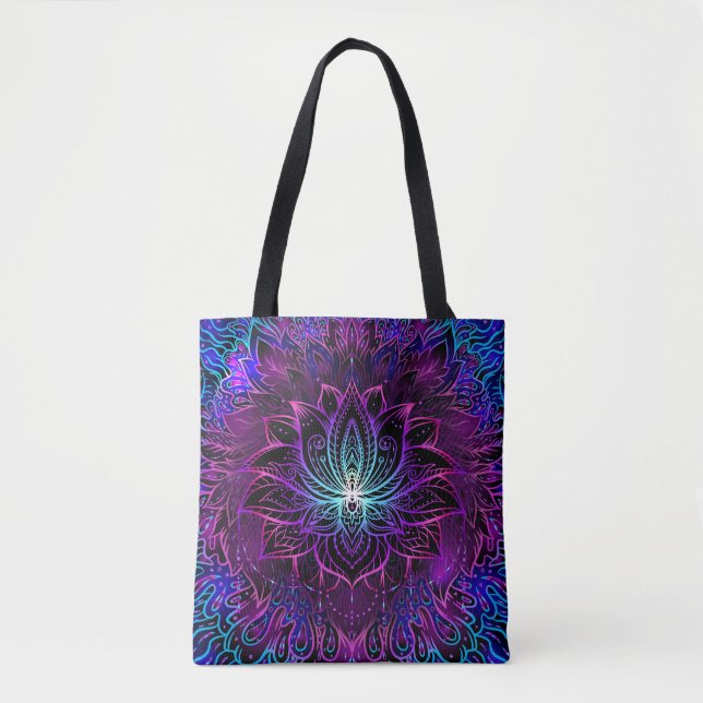 Neon Lotus Blume Boho Print Tasche (Vorderseite)