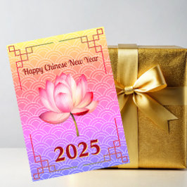 Neon Lotus Chinese New Year Feiertagskarte