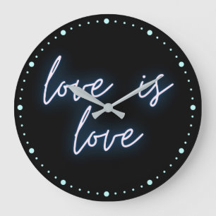 Neon Love Is Love Word Art Große Wanduhr