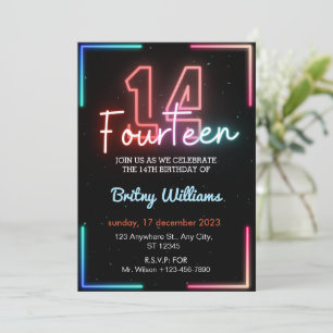 Neon Lumière Invitation 14e anniversaire