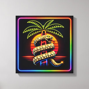 Neon Lux Miami Nights Diamant-verzierte Schlange Leinwanddruck