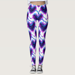 Neon Magenta Cyan Pulsierendes Herz Muster Leggings