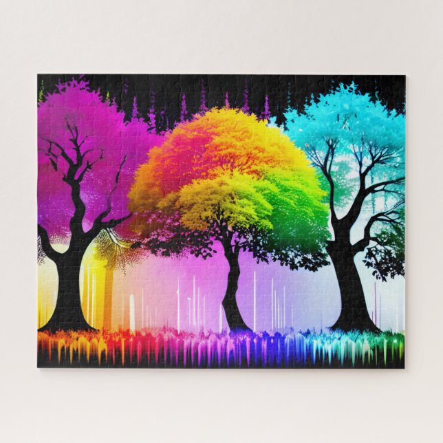 Neon Majestic Rainbow Forest Dream (Horizontal)