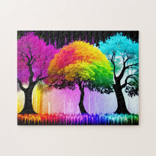 Neon Majestic Rainbow Forest Trees