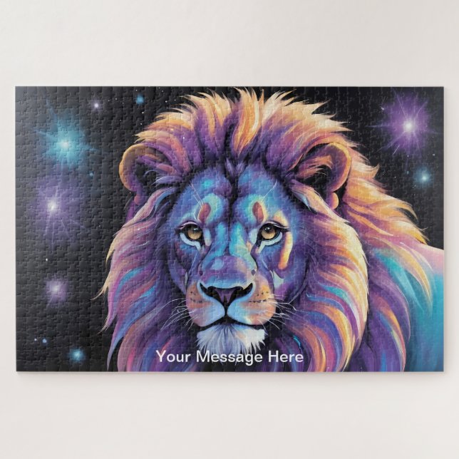 Neon Majesty Vibrany Lion Colorful Wildlife (Horizontal)