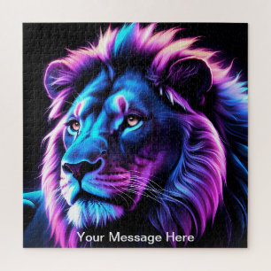 Neon Majesty Vibrany Lion Colorful Wildlife