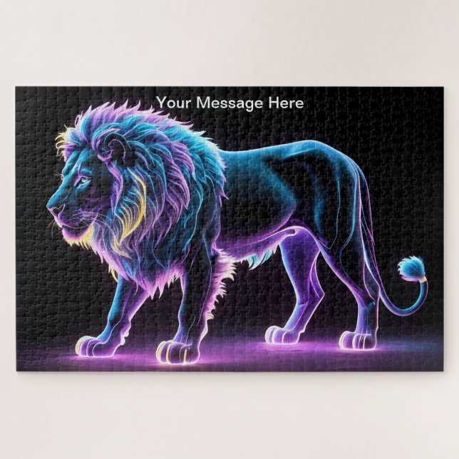 Neon Majesty Vibrany Lion Colorful Wildlife (Horizontal)