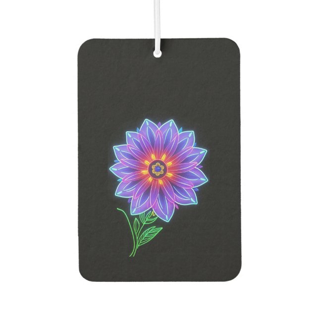Neon Mandala Blume über dunklen Hintergrund Autolufterfrischer (Vorderseite)