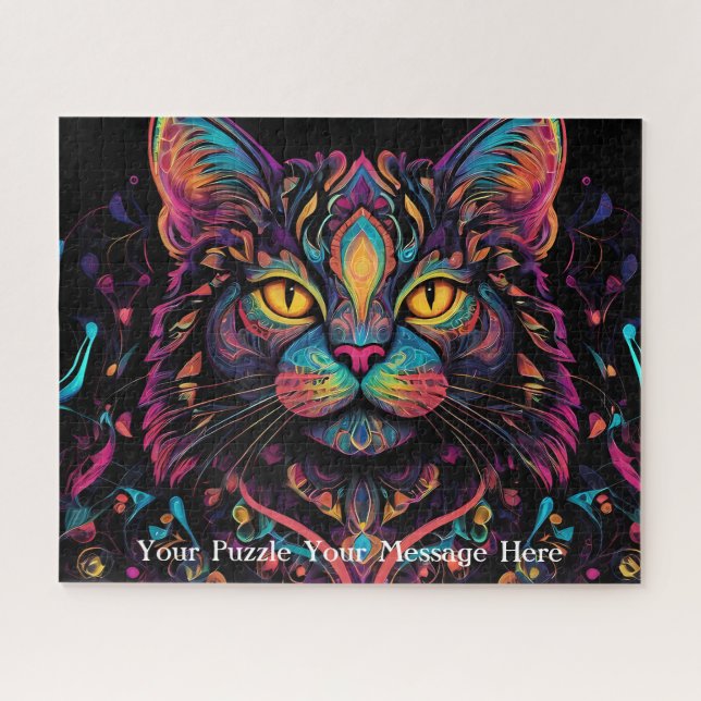 Neon Mandala Cat (Horizontal)