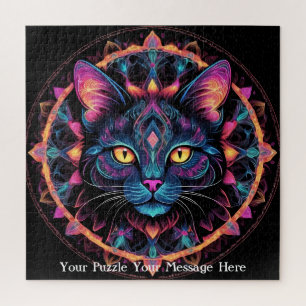 Neon Mandala Cat