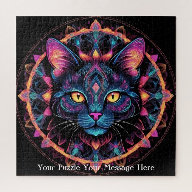 Neon Mandala Cat (Vertikal)