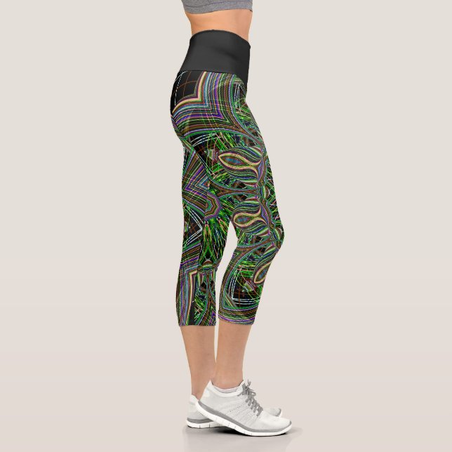 Neon Mandala Fraktal Art Pattern Yoga Leggings (Rechts)