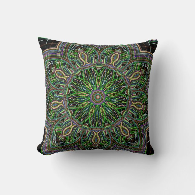 Neon Mandala Geometric Pattern Kissen (Vorderseite)